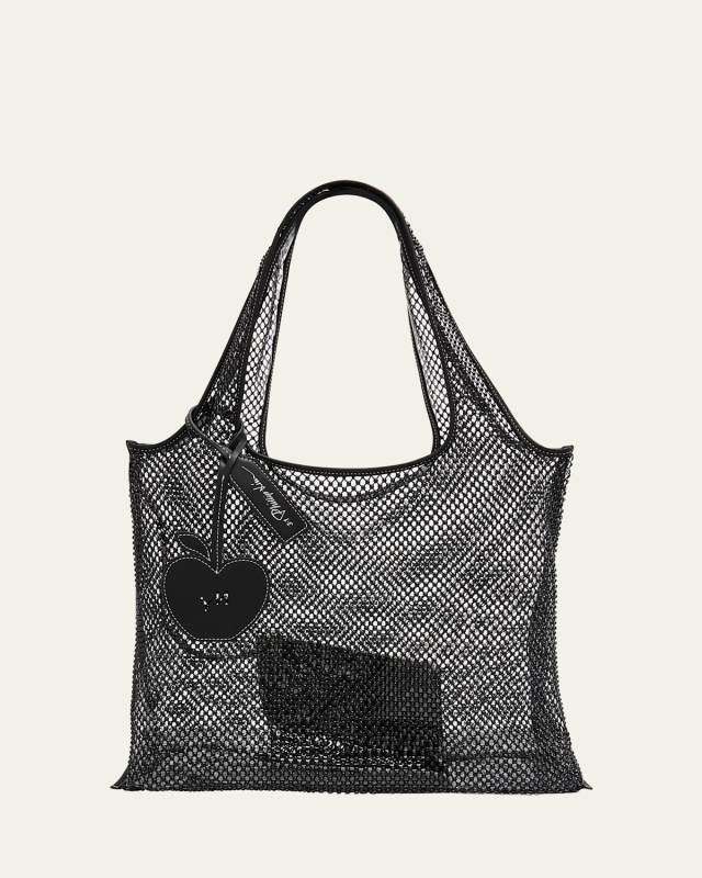 Embellished Mesh Market Tote Bag